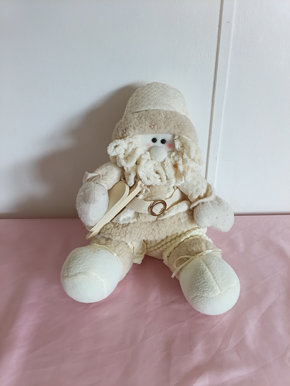 Plush Neutral Cream Decorative Figure - Soft Holiday Accent